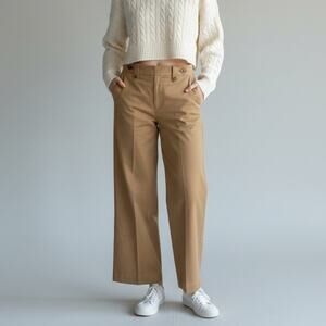 Talbots Wide Leg Pants NWT Women's Sz 14 Tan High Waist Full Length Minimalist